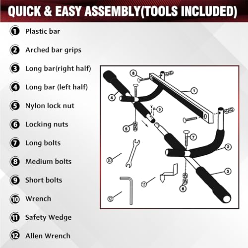 Pull Up Bar for Doorway - Portable Strength Training Bar - Silver