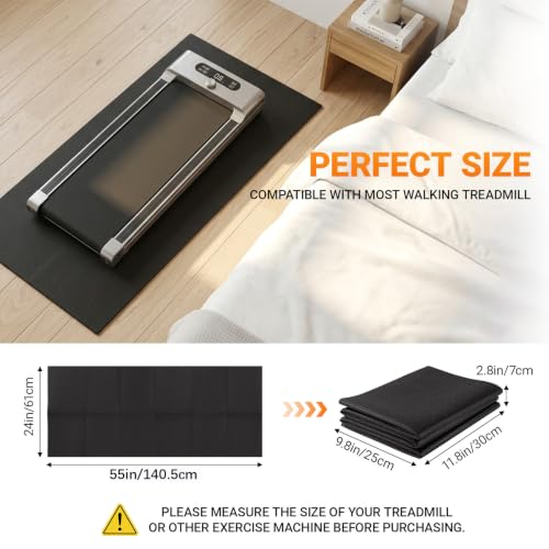 55x24 Inch Anti-Slip Treadmill Mat for Home Gym Floor Protection
