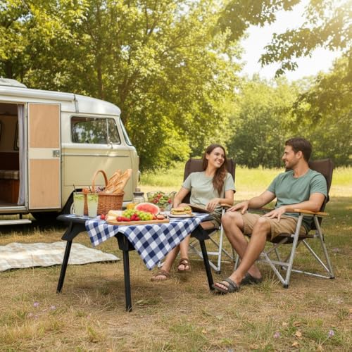 TOPCHANCES Black Ultralight Folding Camping Table with Carrying Bag