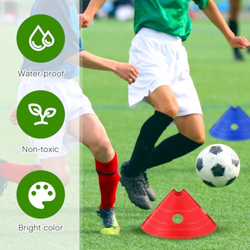 Jumbo Soccer Training Cones Set - 20 Bright Discs in 5 Colors