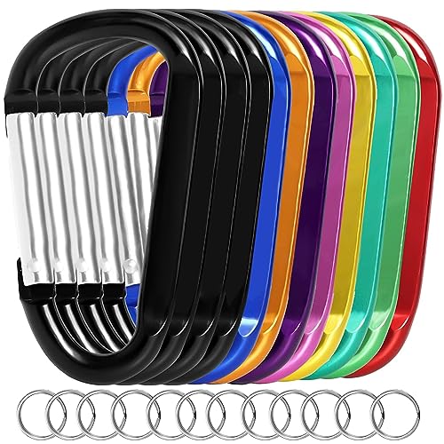 12PCS Multicolor Carabiner Keychain Clips - 3" Aluminum Hook Set