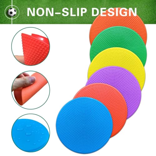 4-Inch Non-Slip Rubber Spot Markers - 24 Pack in 6 Colors