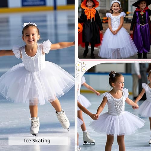 3-Layer Sparkly Tutu for Toddler Girls, Ages 2-8 - White