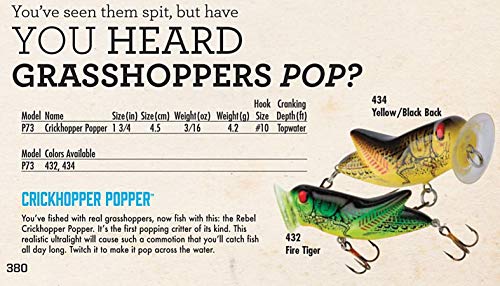 Crickhopper Popper Fishing Lure - Yellow/Black, 1.75-Inch