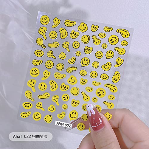 Abstract Yellow Twisted Face Nail Art Stickers - 2 Sheets