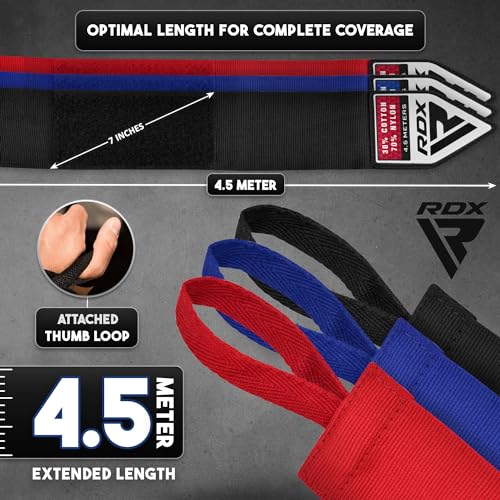 RDX Boxing Hand Wraps Pack of 3 – 4.5M Multi-Color Muay Thai MMA Support