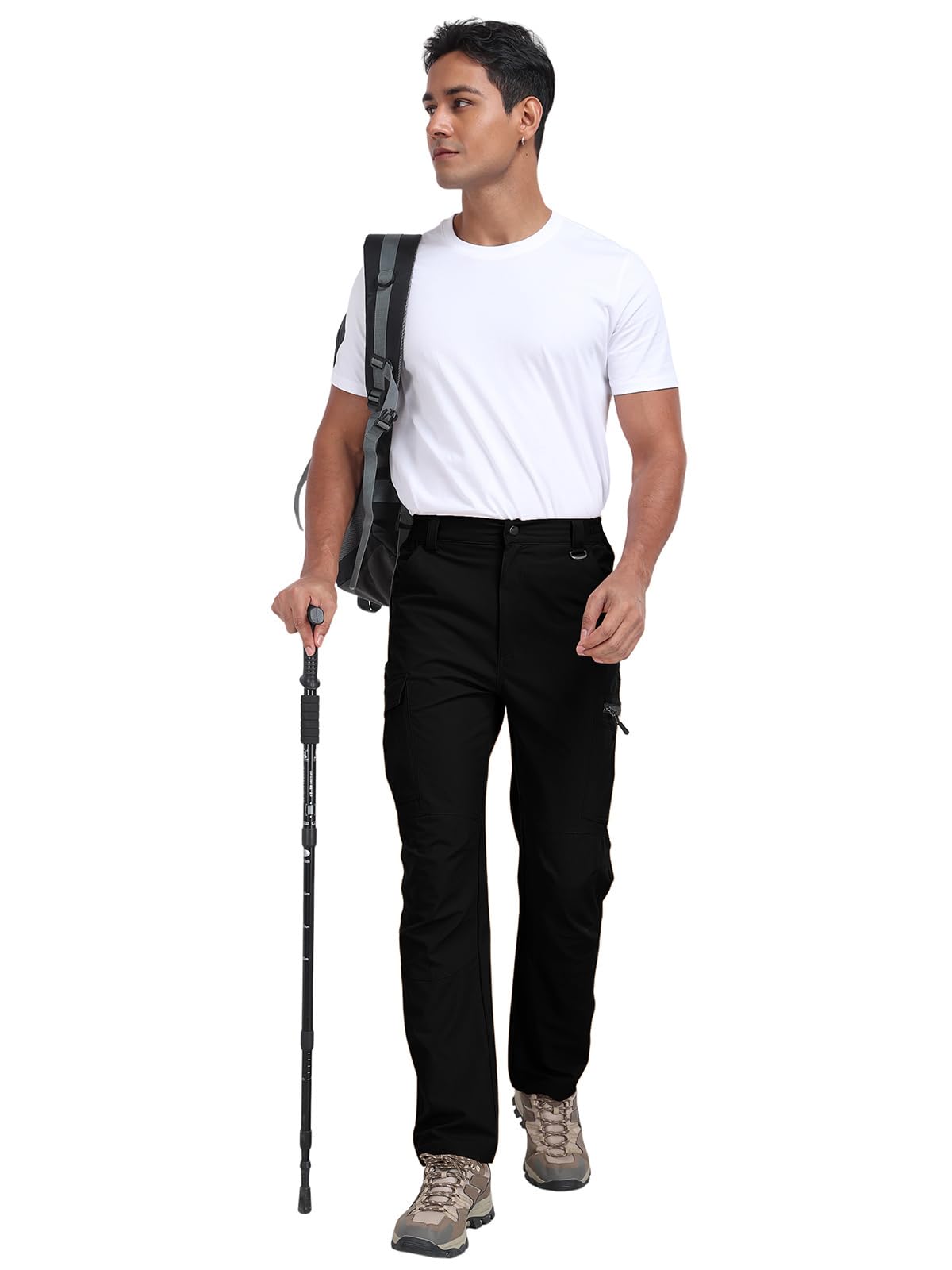 Zalify Men's Hiking Cargo Pants Water Resistant Quick Dry Lightweight Fishing Camping Cycling Travel Outdoor Pants Black M