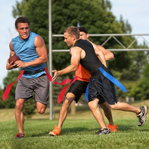Flag Football Set with 14 Belts, 42 Flags, Size 3 Ball & Cones - Youth & Adult Sports Equipment