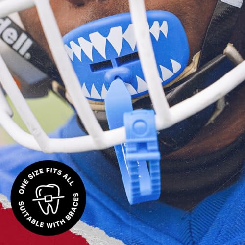 SAFEJAWZ Shark Lip Guard Mouth Guard with Detachable Strap – Football