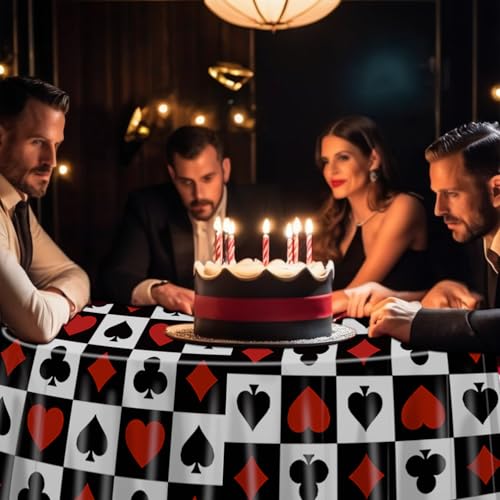 3-Piece Casino Tablecloth Set - Round Poker Table Covers, 84 x 84 Inch