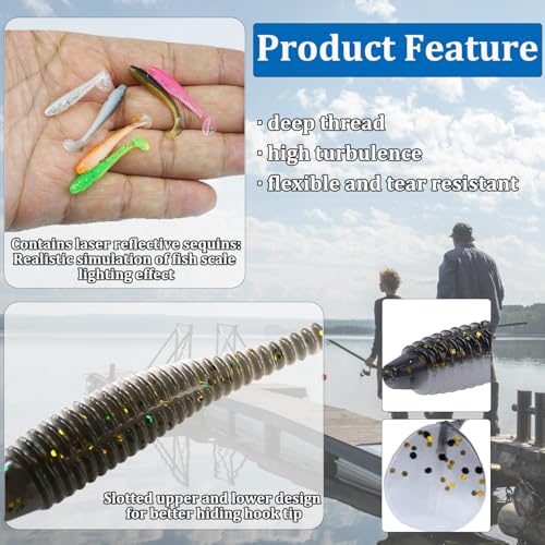 Paddle Tail Swim Baits - 9 Color Soft Plastic Lures 2.17in/5.5cm