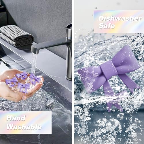 Bow Straw Topper and Charm Set for 30 & 40 Oz Tumblers - Purple