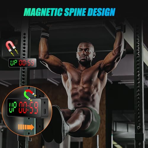 Magnetic Gym Timer Stopwatch with Large LED Display - Matte Black
