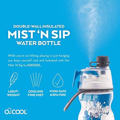 O2COOL Mist 'N Sip 20 oz Sports Water Bottle with Misting Function - Ombre Prism Green
