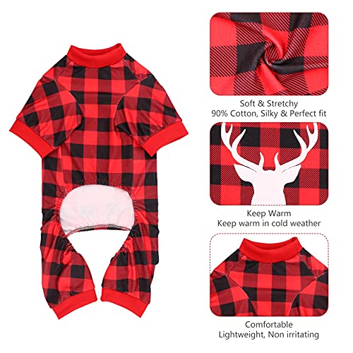 Dog Christmas Pajamas - Buffalo Plaid with Reindeer Print, Medium