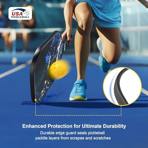 Pickleball Paddles Set of 2 - USAPA Approved Carbon Fiber, Blue - Lightweight Rackets for Beginners