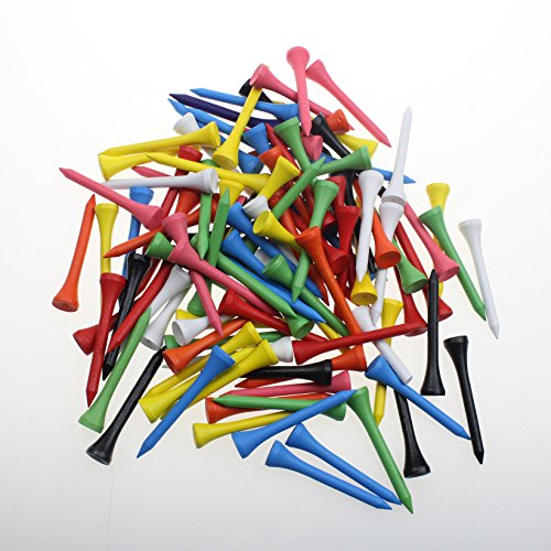 Deluxe Wood Golf Tees - 2 1/8" Length, 100pcs, Mixed Color