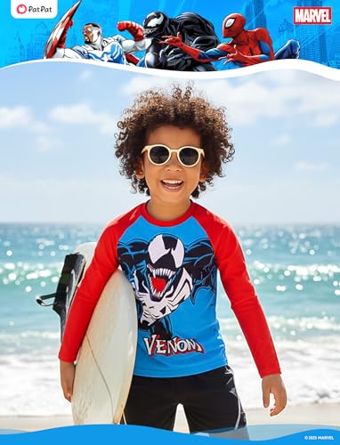 Kids UPF 50+ Long Sleeve Rash Guard Swim Shirt - 6-7 Years, Marvel Venom