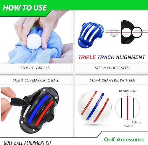 Precision Golf Ball Marker Set - 8 Pack with 4 Marking Stencils