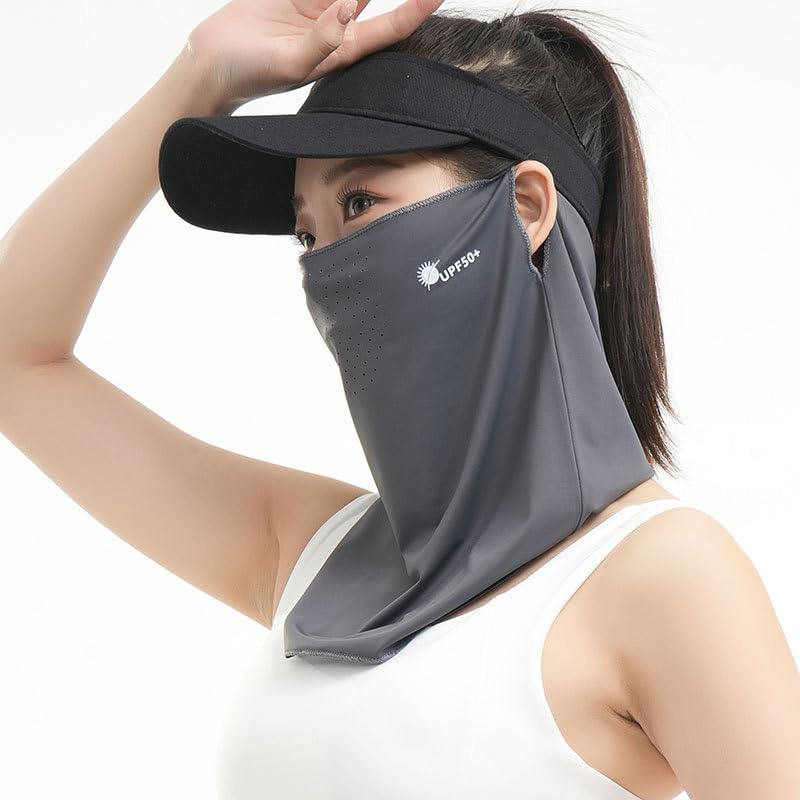 Cooling Sun Protection Scarf & Face Mask for Women - Dark Grey
