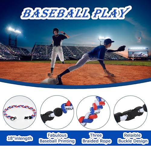 12-Pack Baseball Necklaces for Boys - 18-Inch Braided Rope