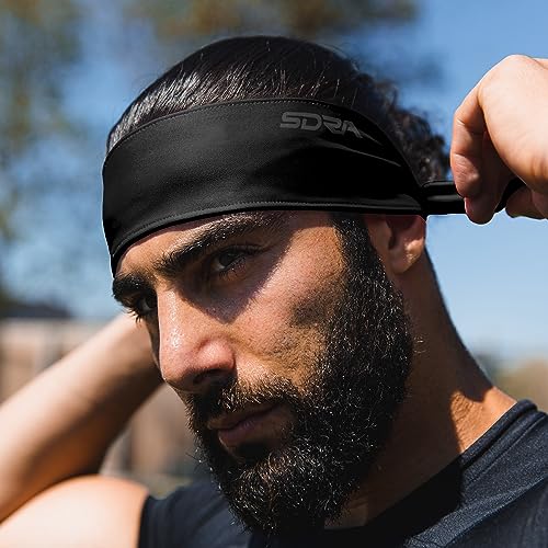 Moisture-Wicking Tie Headband - Black Sweatband for Sports