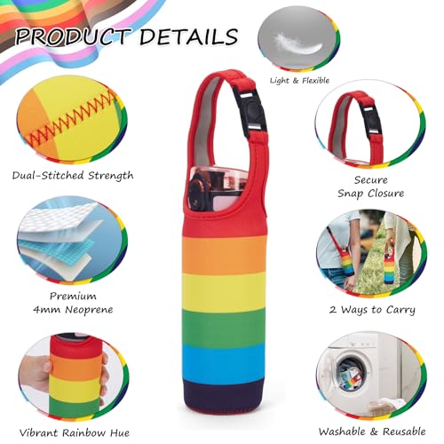 Adjustable Rainbow Neoprene Bottle Holder - Extra Large 24oz