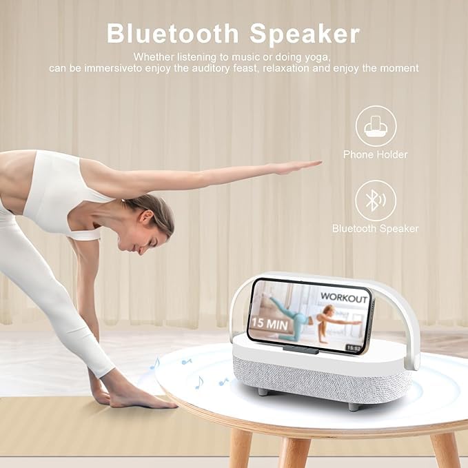 LED Bedside Lamp, Touch Lamps for Bedroom Nightstand MA, 4 in 1 Bedside Table Lamp with Wireless Charger, Portable Bluetooth Speaker, Phone Holder, Dimmable Charging Birthday Gifts for Women (White)