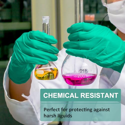 Beieverluck 10 Pairs Chemical Resistant Gloves Large Heavy Duty Rubber Work Gloves 12.6" Long Nitrile Gloves for Acid Alkali Oil Protection and Industrial Use Household, Large