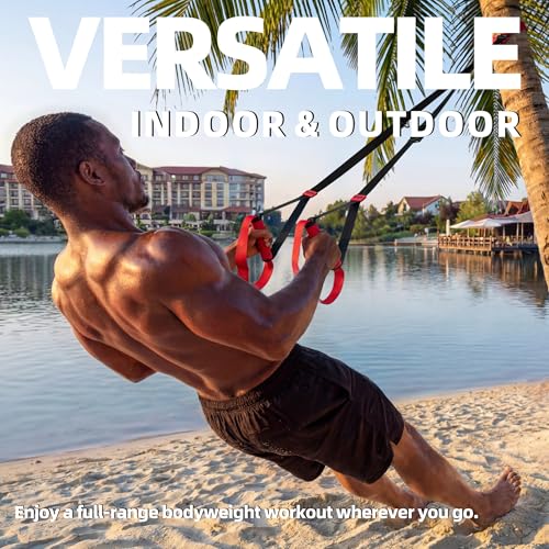 Portable Suspension Straps with Built-in Door Anchor for Bodyweight Workouts