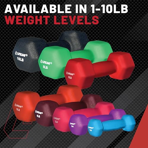 Neoprene Dumbbell Weights - Premium Quality for Home Gym - 1-10 lbs