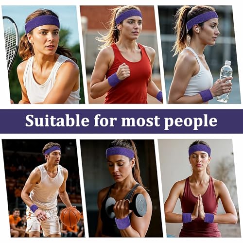 Sweatband Set - 1 Headband & 2 Wristbands - Purple Variation