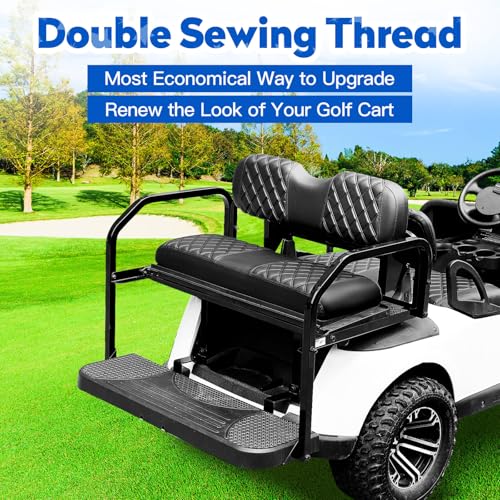 Golf Cart Seat Covers 4-Piece Set for EZGO TXT/RXV - Black & Black Stitch