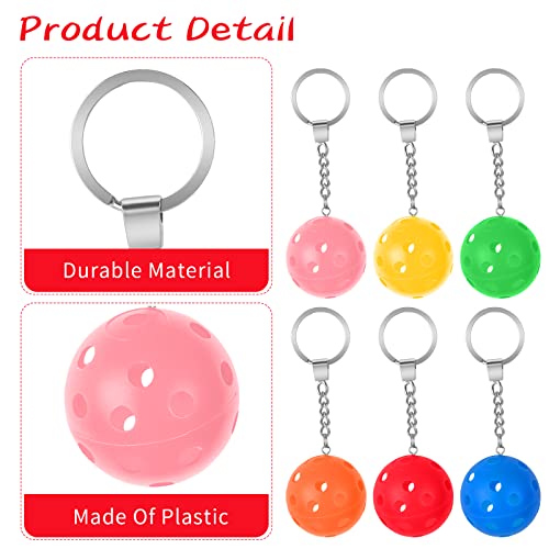 Pickleball Keychain Set - 6 Pack Multicolored Sports Bag Charms