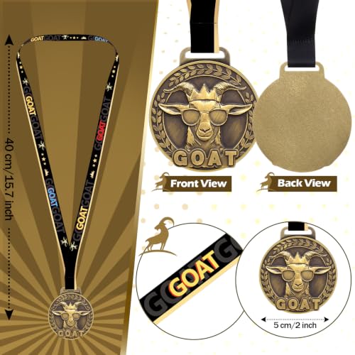 Goat Design Award Medals with Ribbon - 12 Pack Sports Prizes