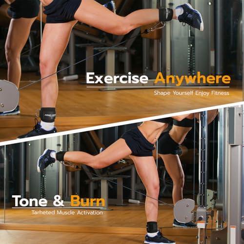 Cable Machine Ankle Strap for Leg Workouts - Black, Single