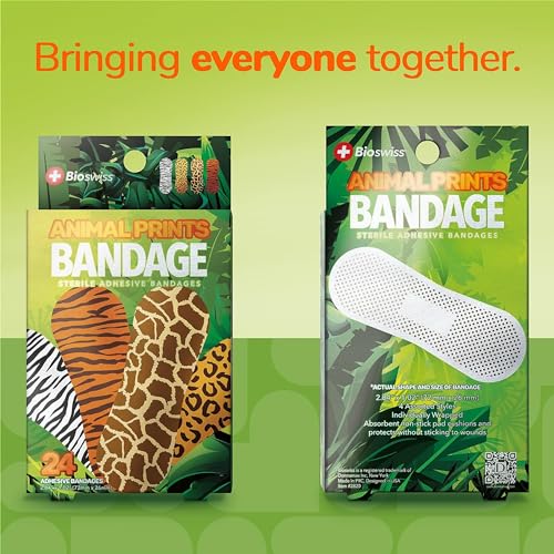Animal Print Adhesive Bandages Set - 24 Count, Latex Free