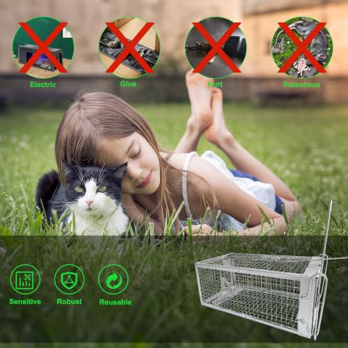 SARSTRY Humane Rat Traps 2-Pack Silver, Live Cage Catch & Release, Indoor Outdoor
