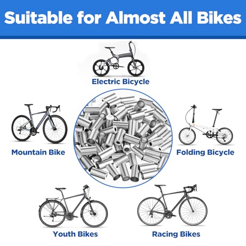 100 Pcs Aluminum Bike Brake Cable End Caps - 5mm Silver
