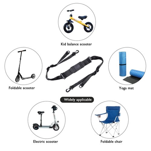 Klevery Kick Scooter Shoulder Carrying Strap, Adjustable Carrier Belt with Non-Slip Shoulder Pad for Foldable Bike, Electric Scooter, Ski Board, Beach Chair