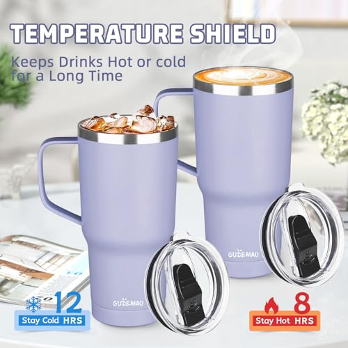 GUDEMAO 20 oz Insulated Coffee Mug with Ceramic Inner Coating - Light Purple