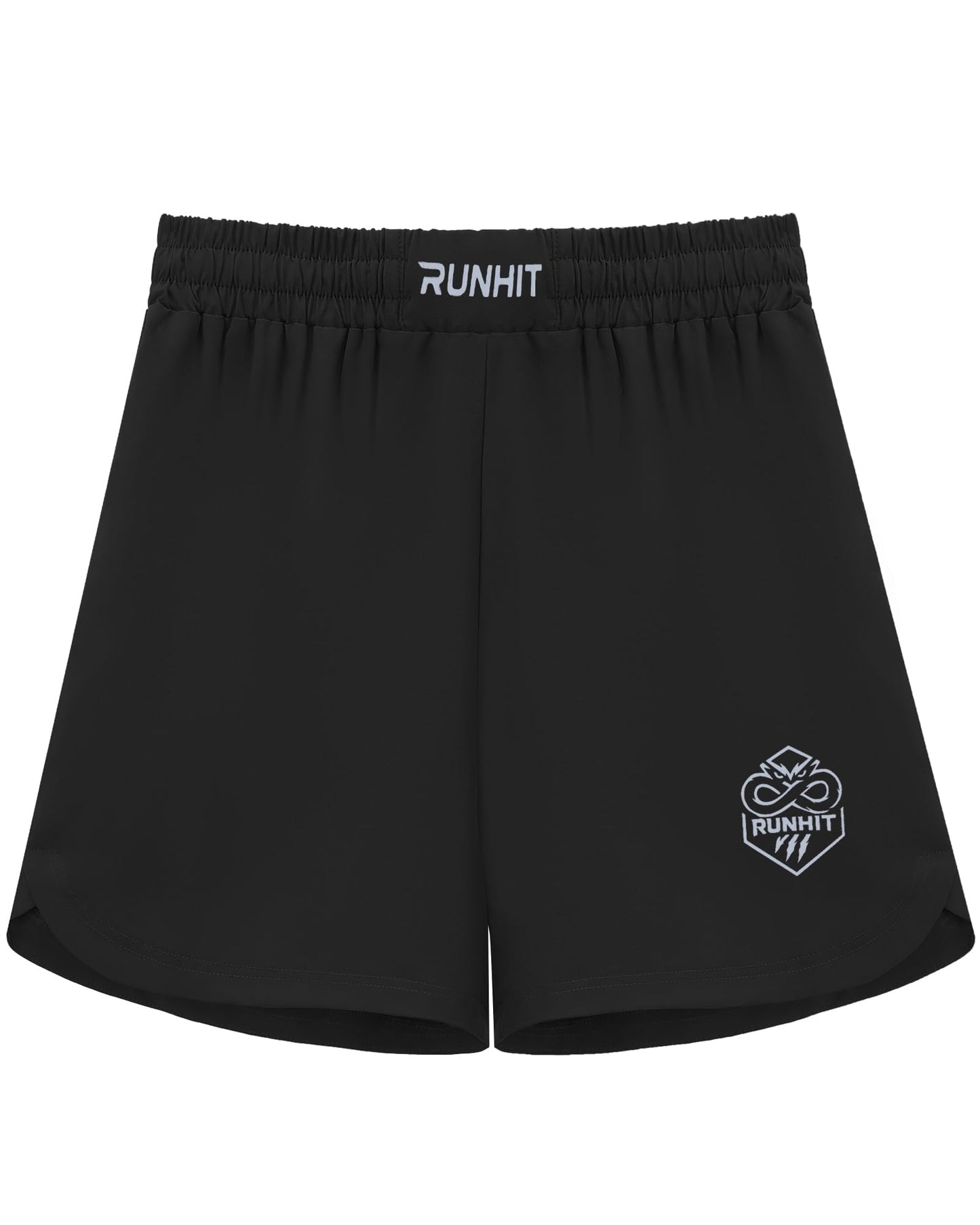 Runhit Kids Muay Thai MMA BJJ Shorts, Youth Boys Breathable No Gi Grappling Shorts for Wrestling Boxing, Jiu Jitsu, Training, Fight, Kickboxing Black M
