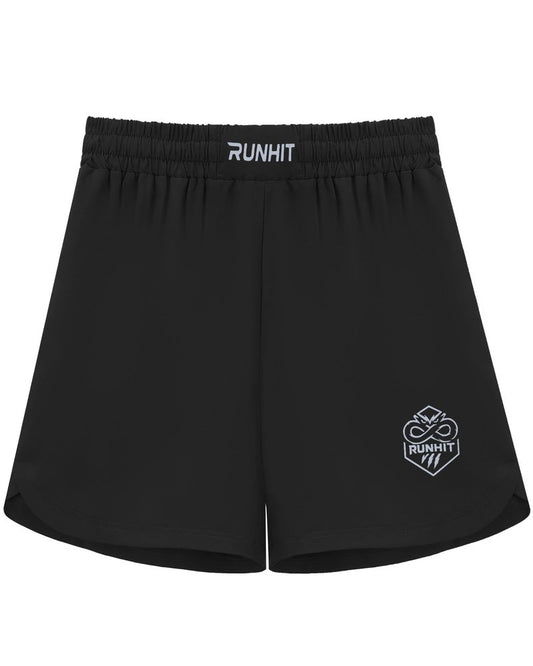 Runhit Kids Muay Thai MMA BJJ Shorts, Youth Boys Breathable No Gi Grappling Shorts for Wrestling Boxing, Jiu Jitsu, Training, Fight, Kickboxing Black M