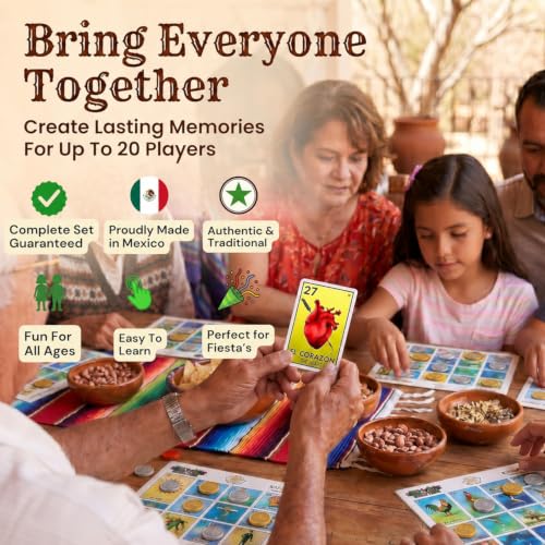 Cuitáxi Mexican Bingo Game for 20 Players 8.1 x 5.3 in – Didactic Pesos & Markers, Made in Mexico