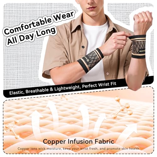 Copper Wrist Compression Sleeve - Breathable Support for Pain Relief (Small)