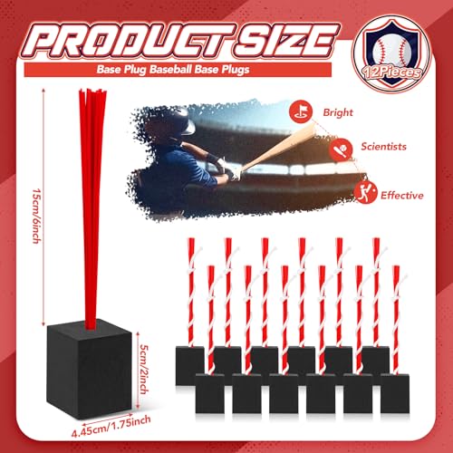 Baseball Base Plugs with Bright Tassels - 12 Pieces Red
