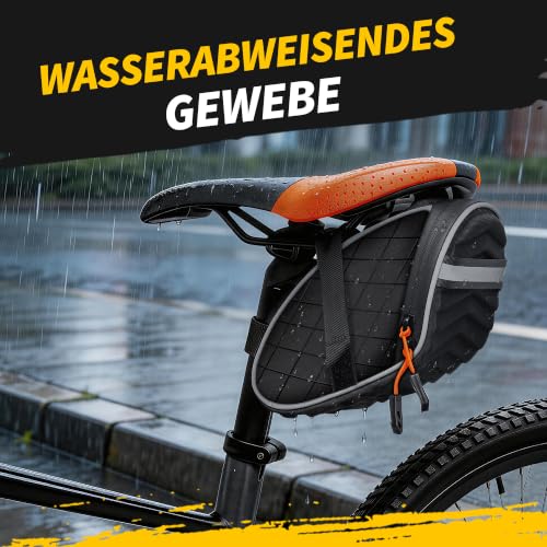 Bicycle Saddle Bag - Waterproof Under Seat Bike Bag - Black