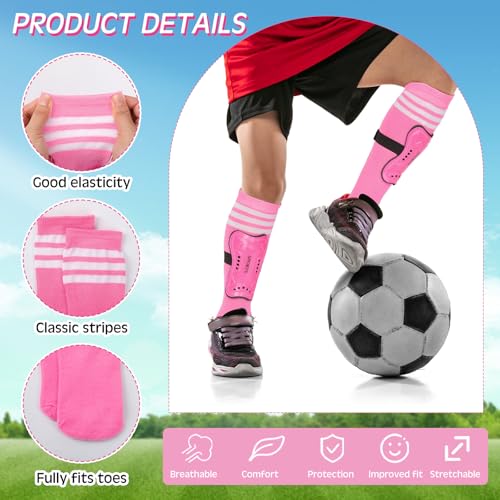 Liliful Kids Soccer Shin Guards Set - Pink Small Protective Gear for Girls & Boys Age 3-6