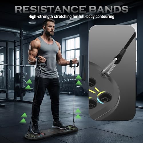 Push Up Board - Portable 20 in 1 Foldable Gym Equipment - Black Kit