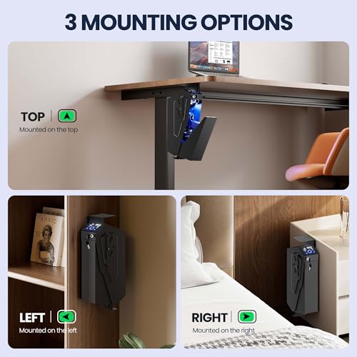 Biometric Bedside Gun Safe with Quick Access - Black